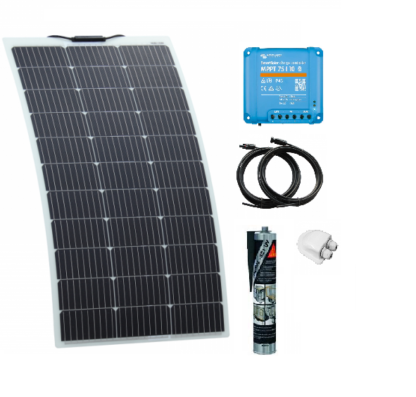 150w Semi-Flexible Solar Panel Kit with Victron Enery 75/15 Smart Solar MPPT
