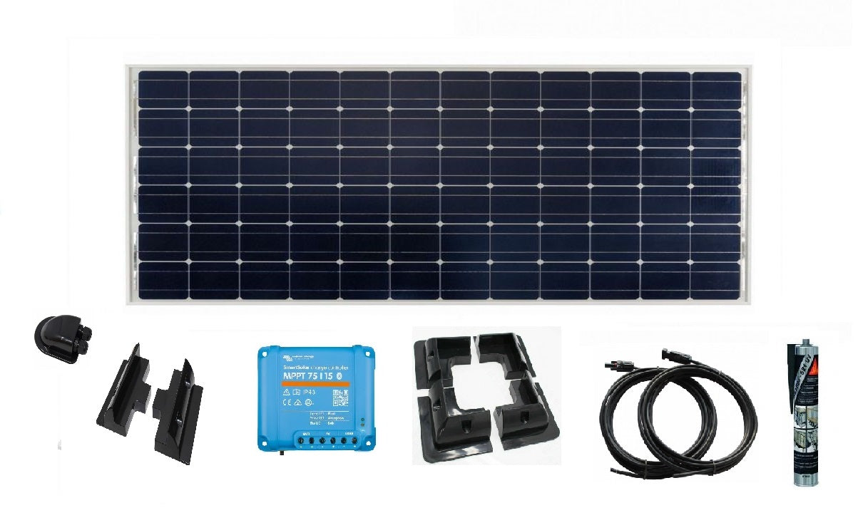 Victron 175w Solar Panel Kit with 75/15 Smart Solar MPPT + Black Mounting Kit