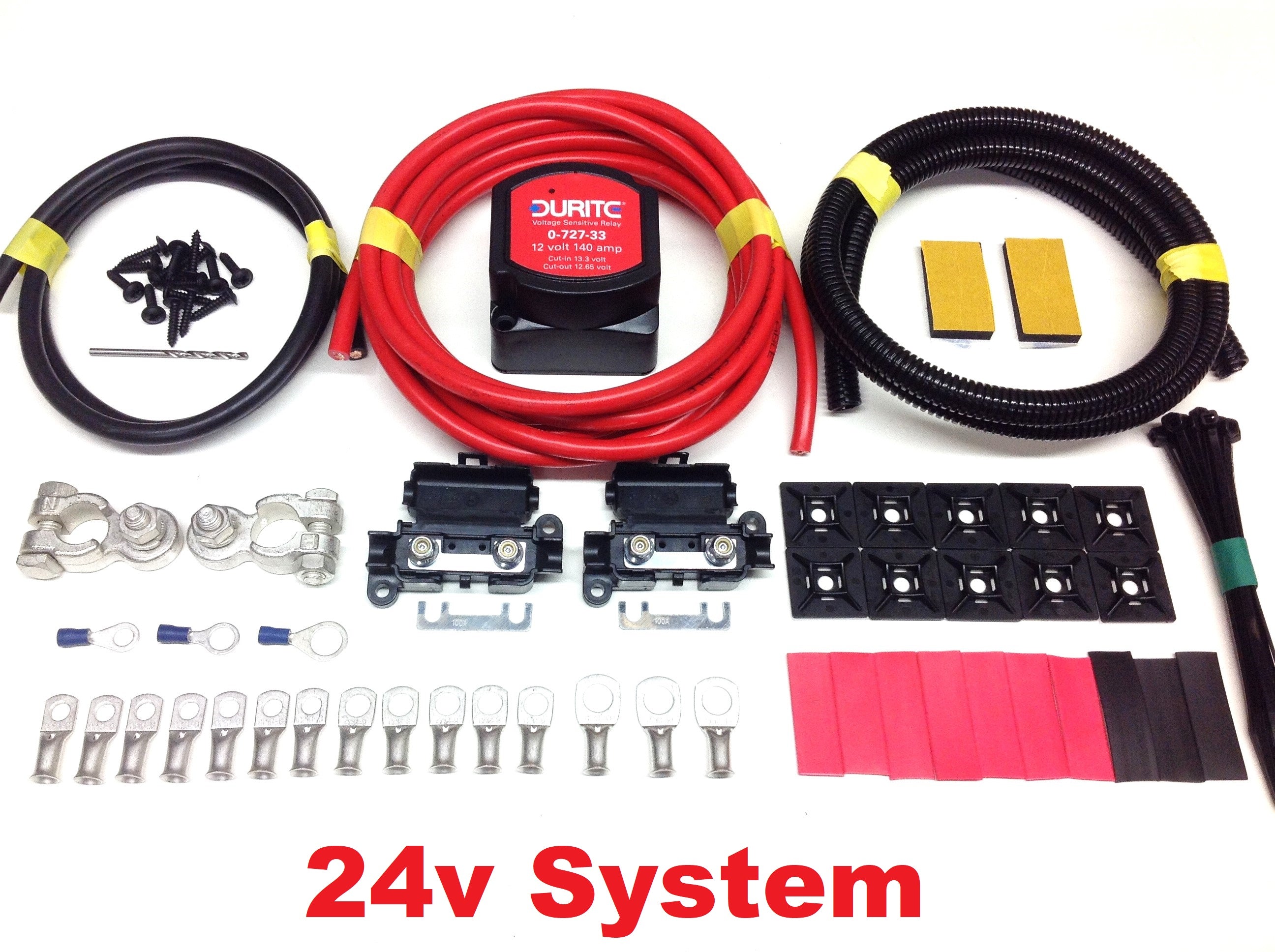 Split Charge Kit with 24V Durite 140amp VSR + 110amp 16mm2 Cable
