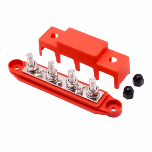 Bus Bar 250amp power distribution block Red 4 x 8mm studs