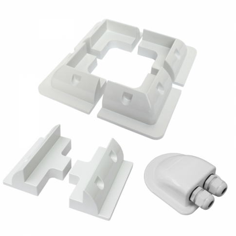 4 x Corner brackets + 2 x Cemtre brackets ABS White Double Solar Cable Entry Gland Waterproof for 2mm² to 6mm² Cable