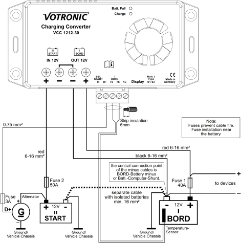 Votronic VCC121230 12v 30amp DC DC charger Split Charge Kit Euro5/6 Camper