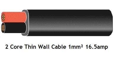 Flat Twin Core Automotive Cable 1mm² 16amp (Thin Wall)