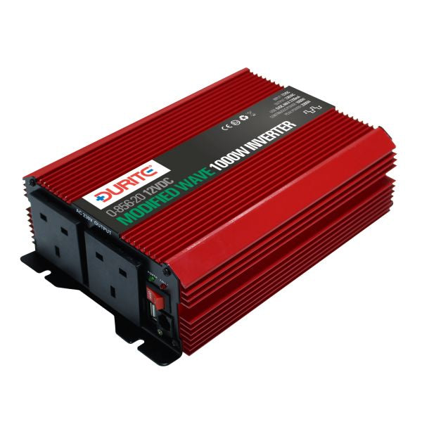 Durite 1000W 12V DC to 230V AC Compact Modified Wave Voltage Inverters 0-856-20