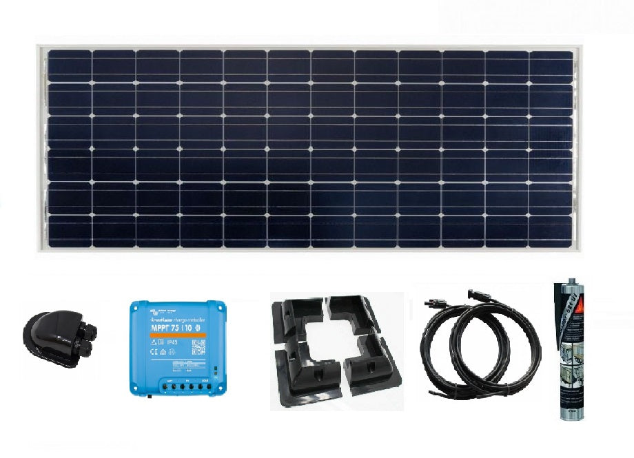 115W Victron Monocrystalline Solar Panel Systems with 75/10 Smart Solar MPPT + Black Mounting Kit