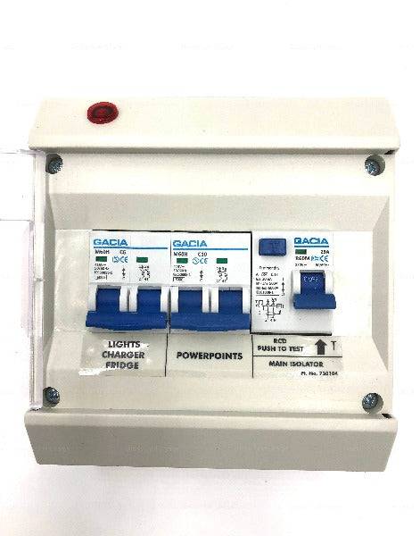 240V Mains Hook-Up Installation Kit 25a RCD + 10a - 6a Double Pole MCB - Simply Split Charge