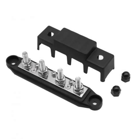 Bus Bar 250amp Earth Distribution Block Black 4 x 8mm studs
