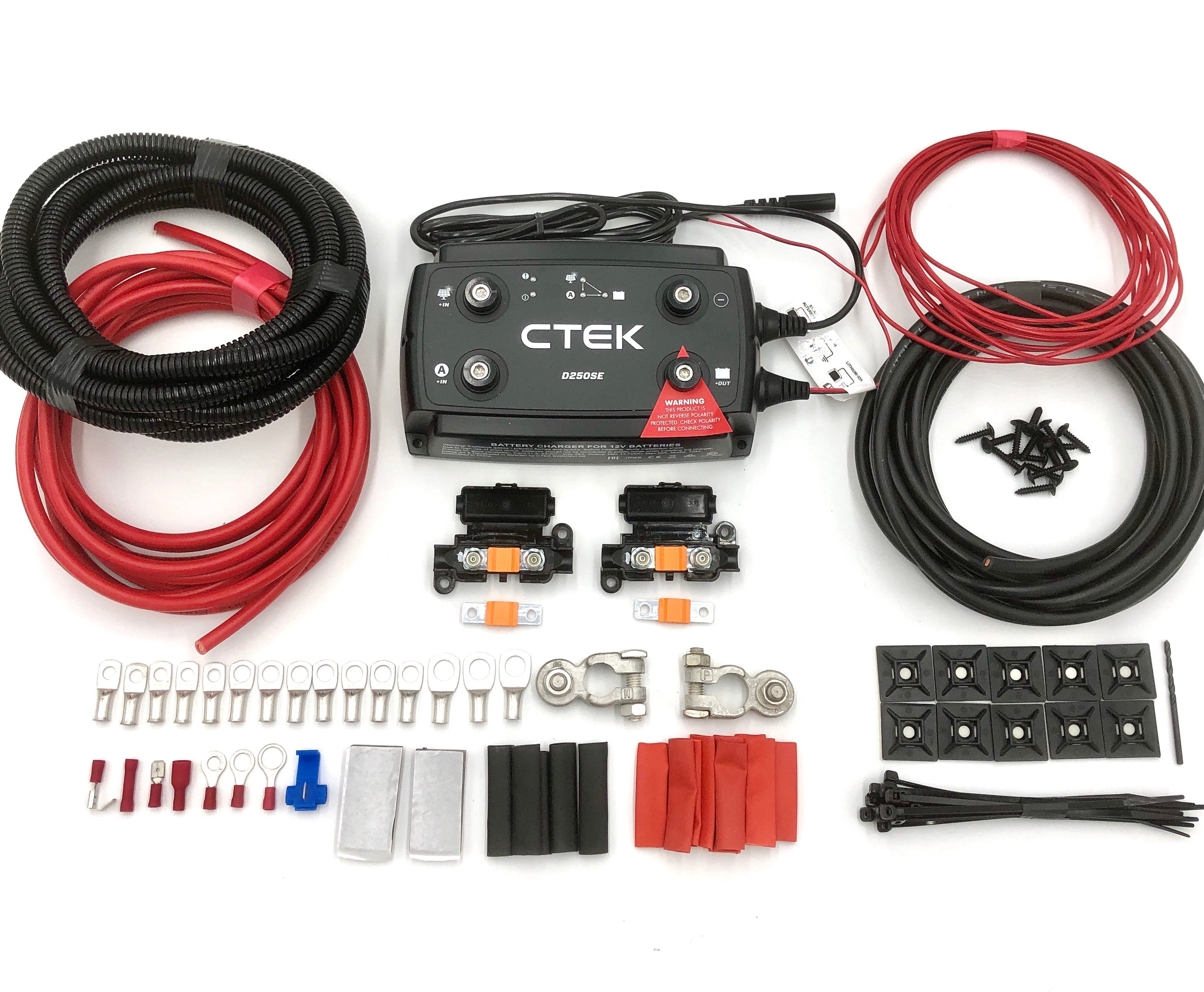 Campervan Wiring Kit with Ctek D250SE Battery to battery Charger + Fuse Box