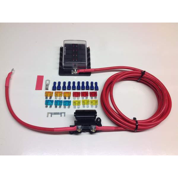 Fuse box distribution kit with ready made leads + 10-way Fuse Box